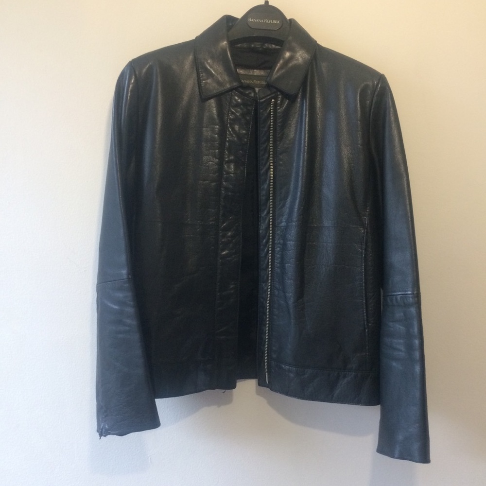 Banana Republic Black Leather Jacket XS